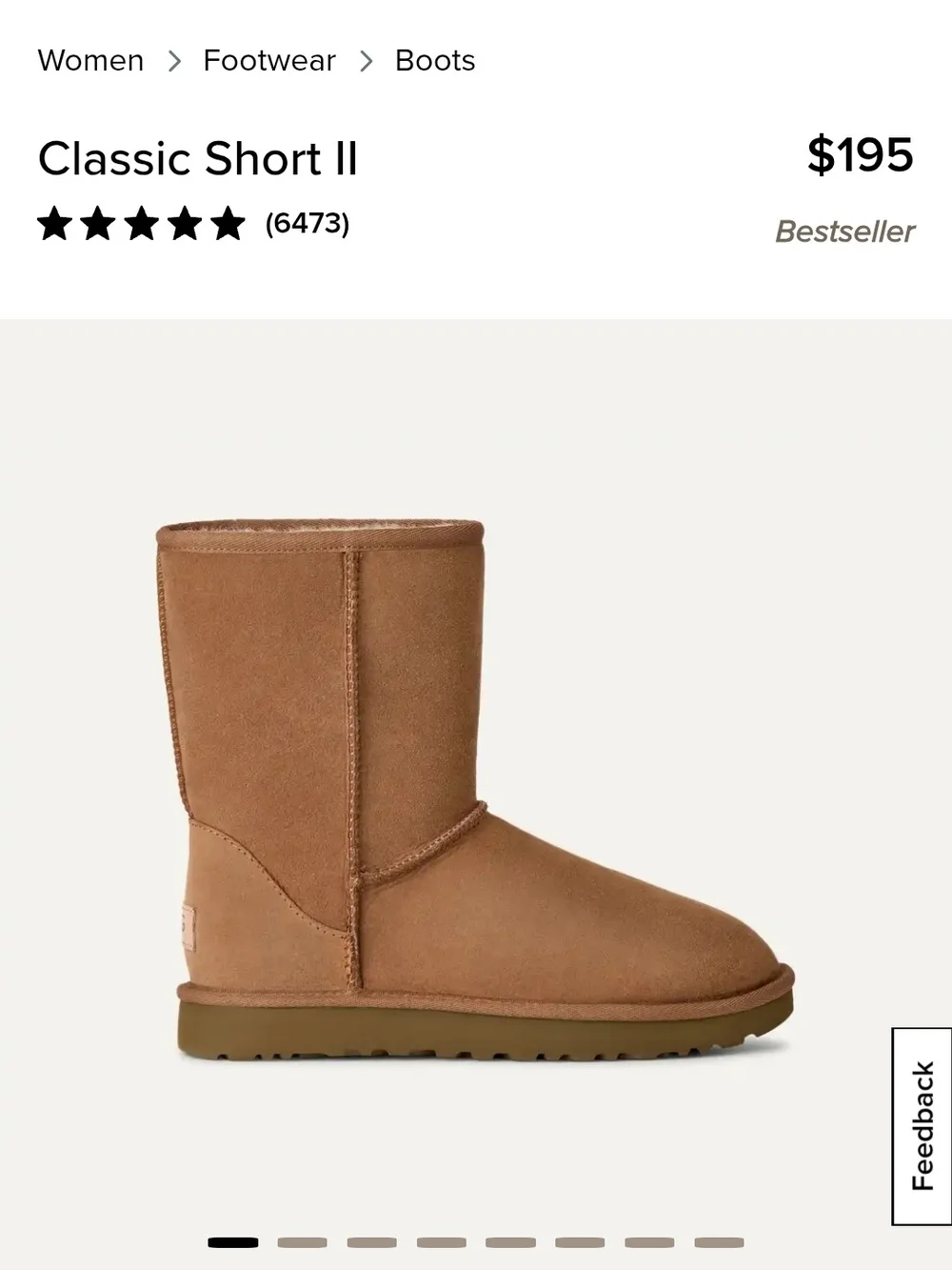 UGG Classic Short II Chestnut Suede Winter Boots Size 7